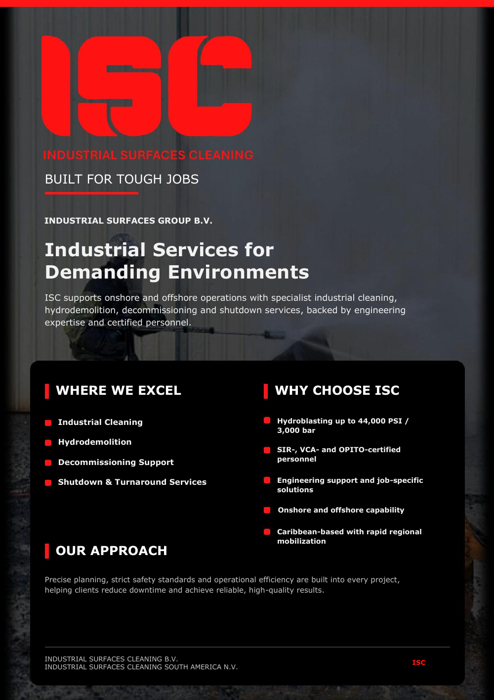 Preview of the first page of the ISC company brochure